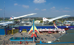 Concorde and Tupolev Tu-144 at the roof of the Auto & Technik Museum Sinsheim.