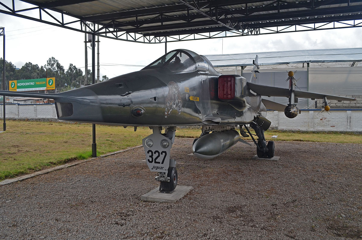 FAE327 SEPECAT Jaguar ES From Escuadron de Combate No. 2111 with feline motive applied as noseart.